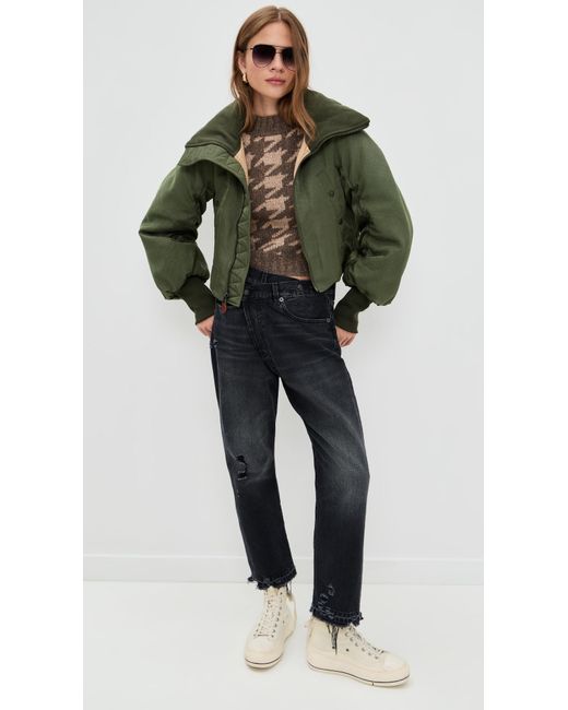 R13 Green Oversized Padded Flight Jacket