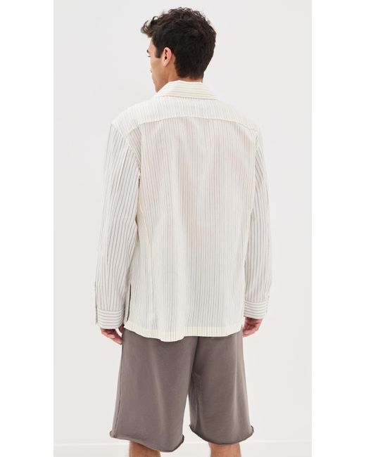 Maison Margiela White Striped Painters Shirt for men