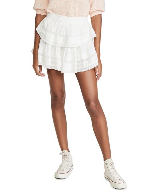 LoveShackFancy White Ruffle Mini Skirt