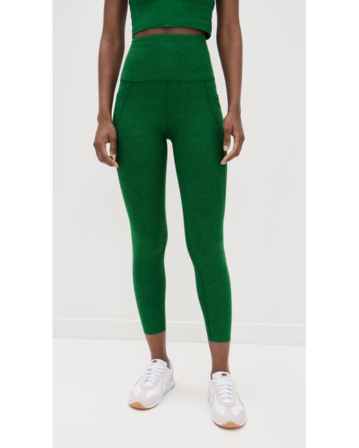 Beyond Yoga Green Spacedye Out Of Pocket High Waisted Midi Legging