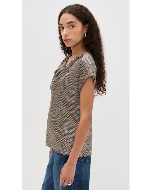 Vince Black Pressed Plaid Blouse