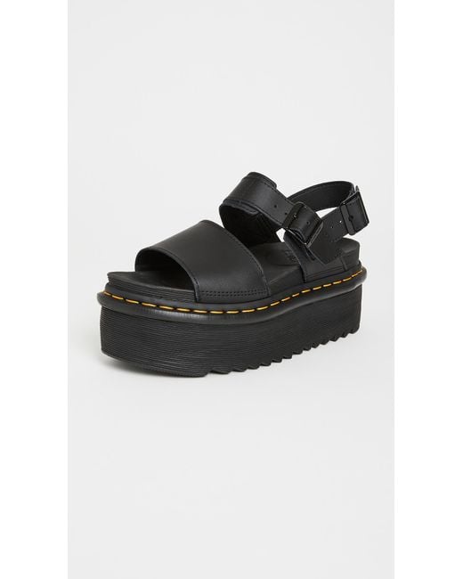 Dr. Martens Leather Voss Quad Sandals in Black | Lyst