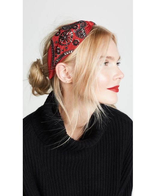NAMJOSH Embellished Bandana Headband in Red | Lyst