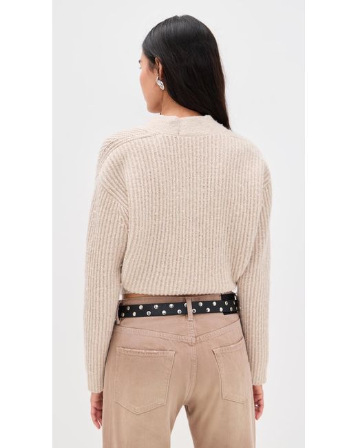 R13 Natural Split Hem Ribbed Cardigan