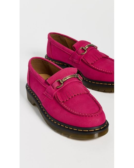 Dr. Martens Pink Adrian Snaffle Milled Nubuck Flats