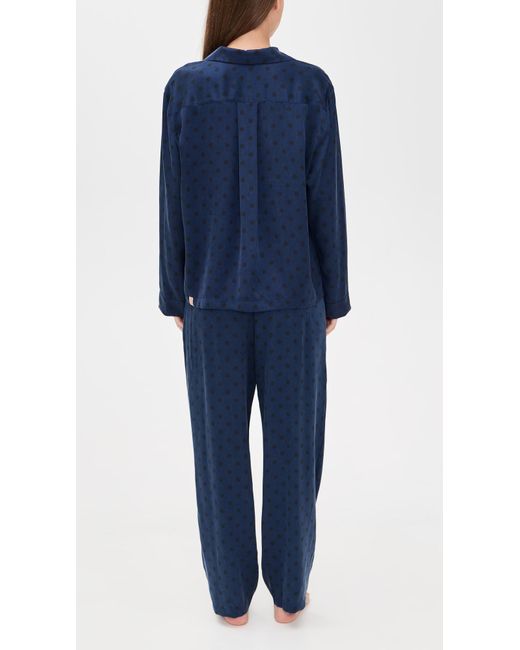 Lunya Blue Washable Silk Long Sleeve Shirt And Pants Set