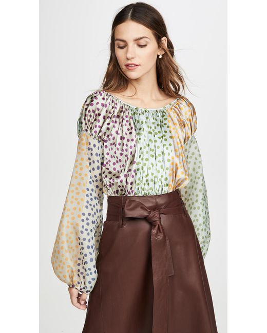 silk balloon sleeve blouse