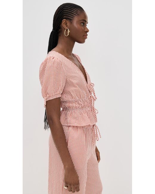 Wayf Pink Nina Tie Front Top