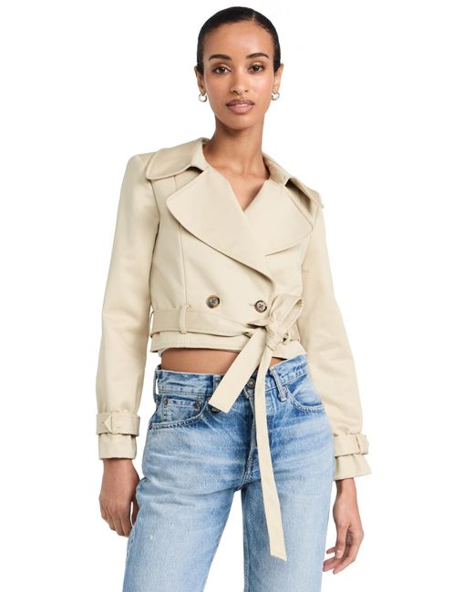 Alice + Olivia Blue Aice + Oivia Hayey Cropped Trench Coat With Bet Atte