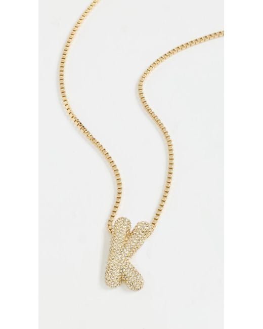 BaubleBar White Pave Bubble Initial Necklace