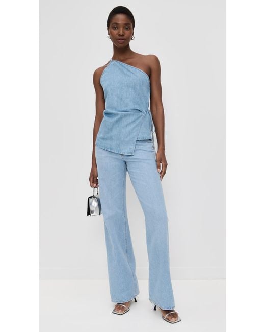 Closed Blue Wrap Top