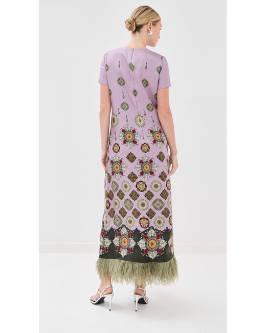 LaDoubleJ Multicolor Feather Swing Dress