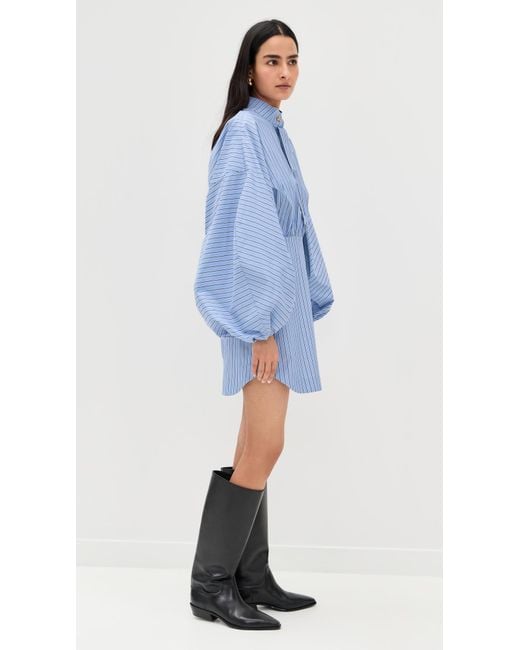 Zimmermann Blue Drawstring Stripe Mini Dress