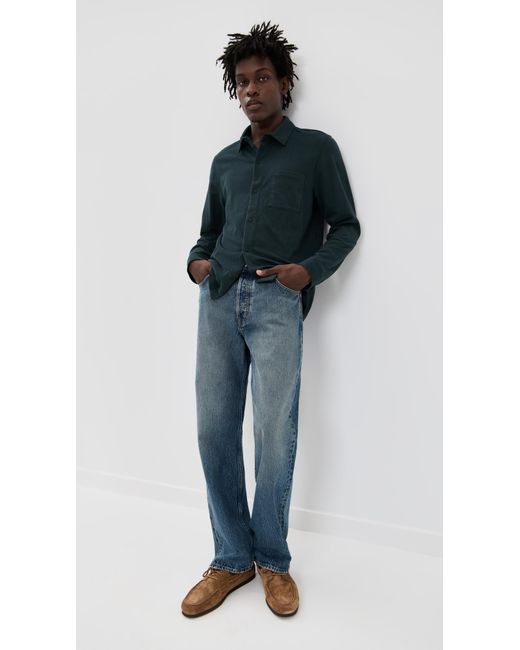 Vince Blue Sueded Jersey Button Down for men