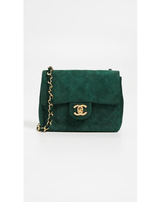 What Goes Around Comes Around Green Chanel Suede Half Flap Mini Bag