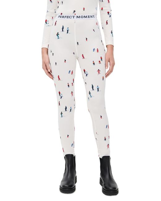Perfect Moment White Printed Base Layer Legging