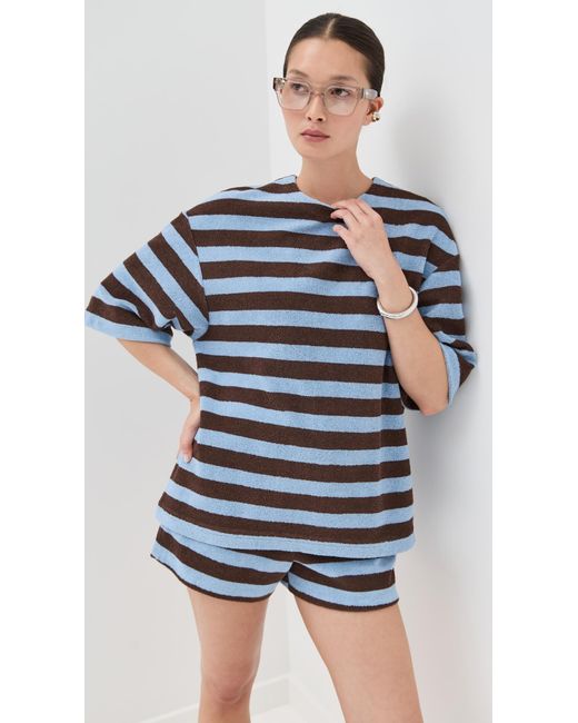 Tibi Blue Bonded Dry Loop Terry Easy Tee
