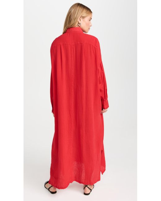 Raquel Allegra Red Caftan Shirt Dress