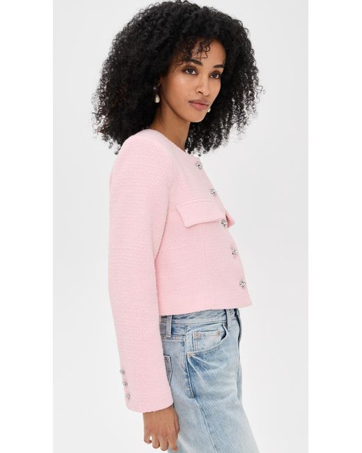 Endless Rose Pink Tweed Buttoned Jacket