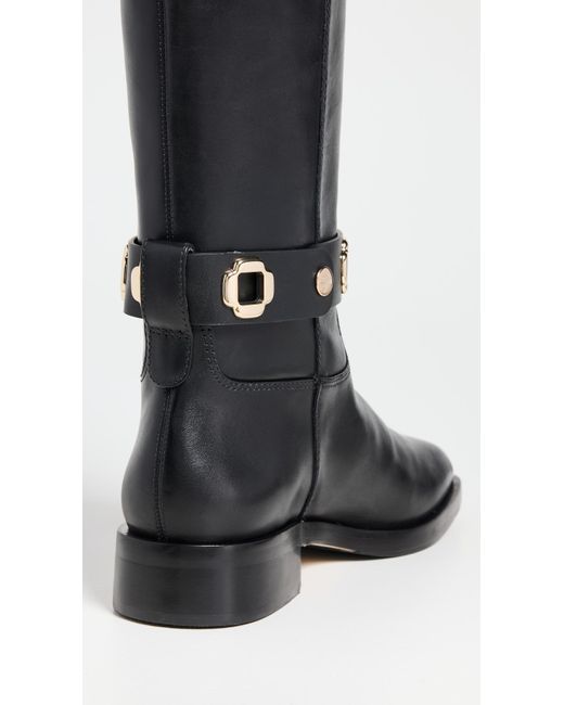 Larroude Black Milan Flat Riding Boots