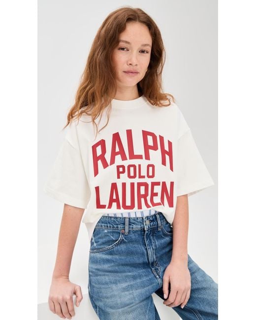 Polo Ralph Lauren Jersey Knit Short Sleeve Crew Neck Tee in Red | Lyst