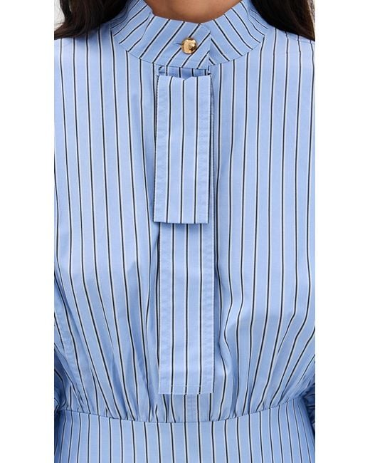 Zimmermann Blue Drawstring Stripe Mini Dress
