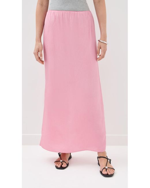 Tibi Pink Summer Acetate Crinkle Maxi Slip Skirt