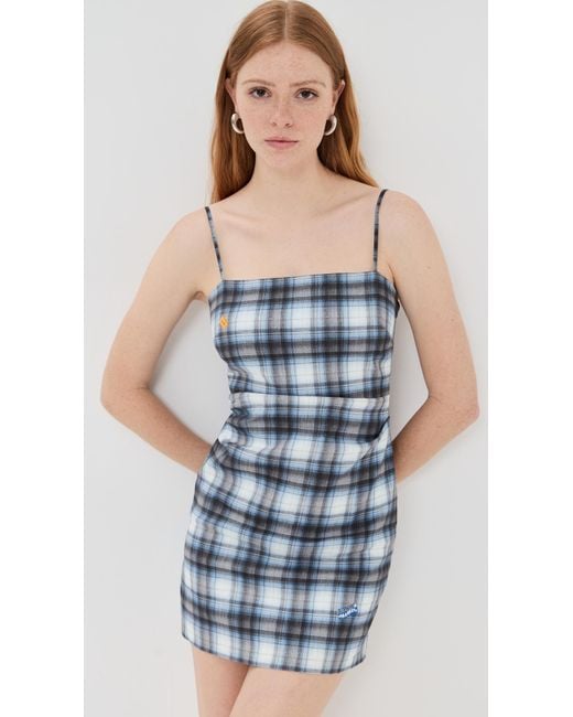 Acne Studios Check Flannel Dress in Blue | Lyst