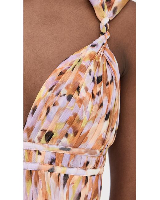 neve pleated chiffon dress AMUR Neve Pleated Chiffon Dress in Natural