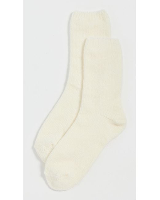 Stems White Fuzzy Crew Socks