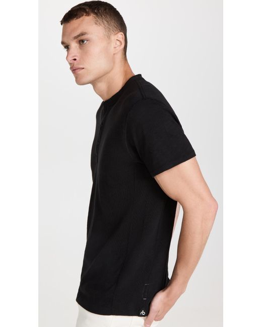 Rag & Bone Black Classic Short Sleeve Henley for men