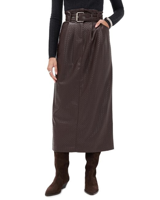 ROTATE BIRGER CHRISTENSEN Black Midi Paper Waist Skirt