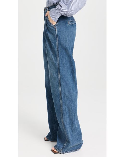 Veronica Beard Blue Mia Wide Leg With Double Pleat Jeans