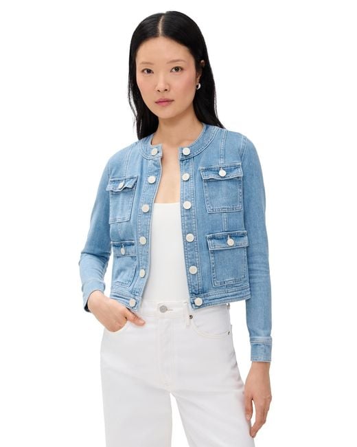 L'Agence Blue Yari Collarless Jacket