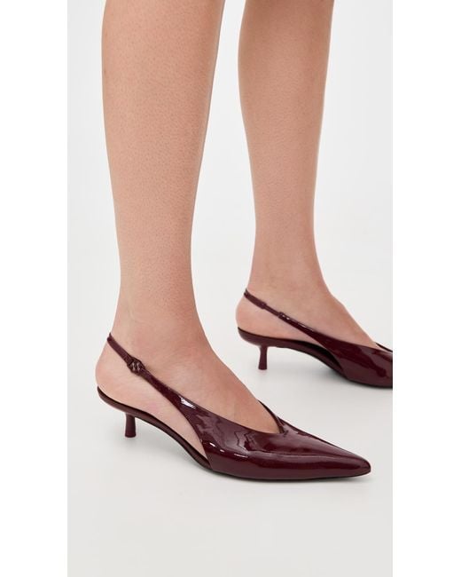 Jonathan Simkhai Brown Sylvie Patent Leather Slingback Kitten Heels