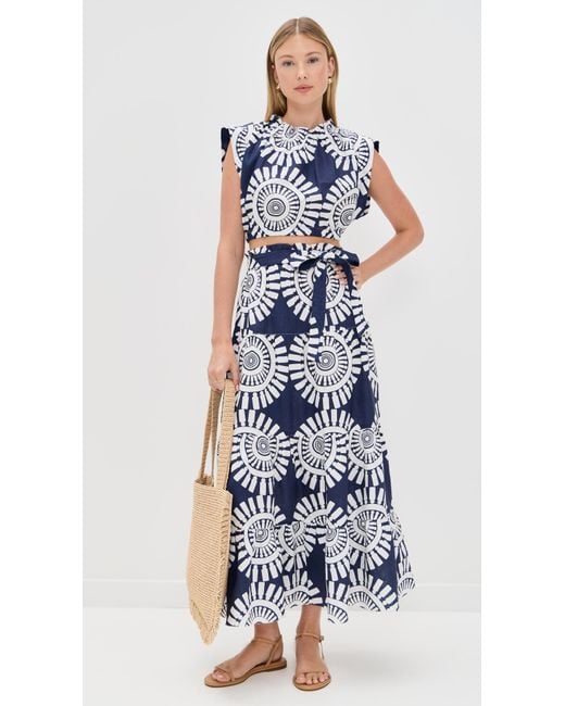 Lemlem Blue Muna Ruched Crop Top