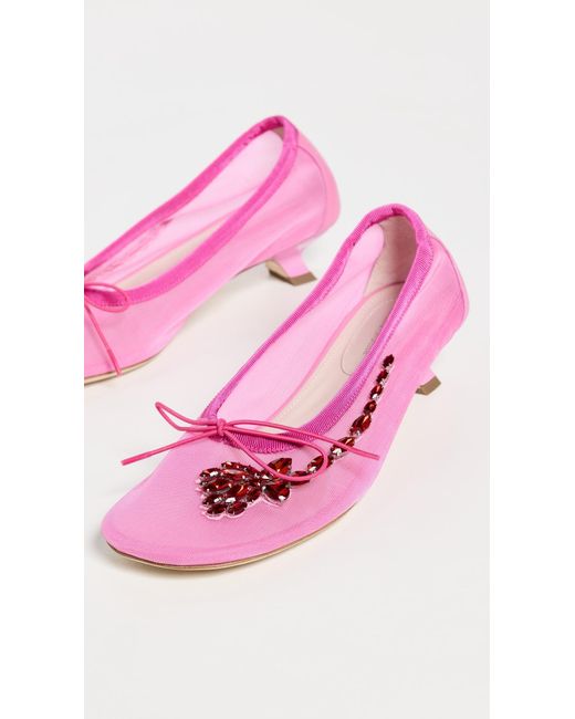 Simone Rocha Mesh Ballerina Heel Pumps in Pink | Lyst