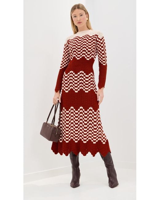 Escvdo Red Musa Long Sleeve Maxi Dress