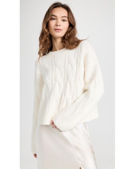SABLYN White Cable Knit Cashmere Sweater