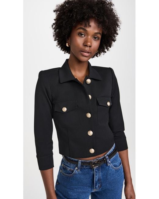L'Agence Black Kumi Croppd Fitted Jacket