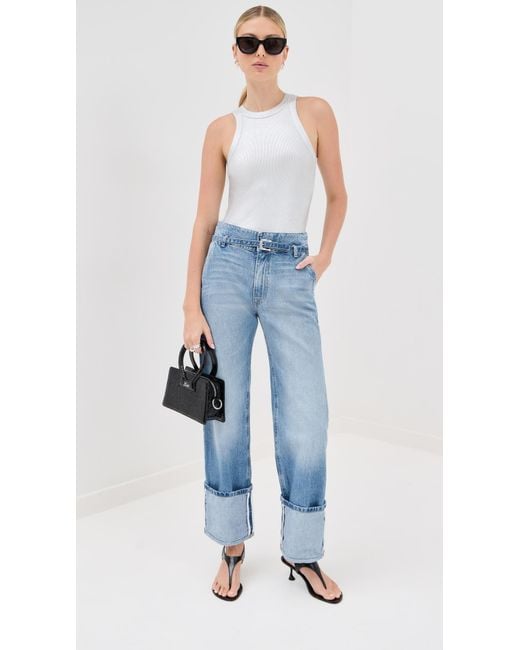 Brandon Maxwell Blue The Alexa Cuffed Jean With Combo Waistband