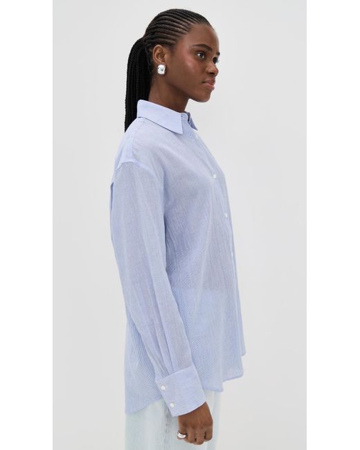 Anine Bing Blue And Mini Stripe Plaza Shirt