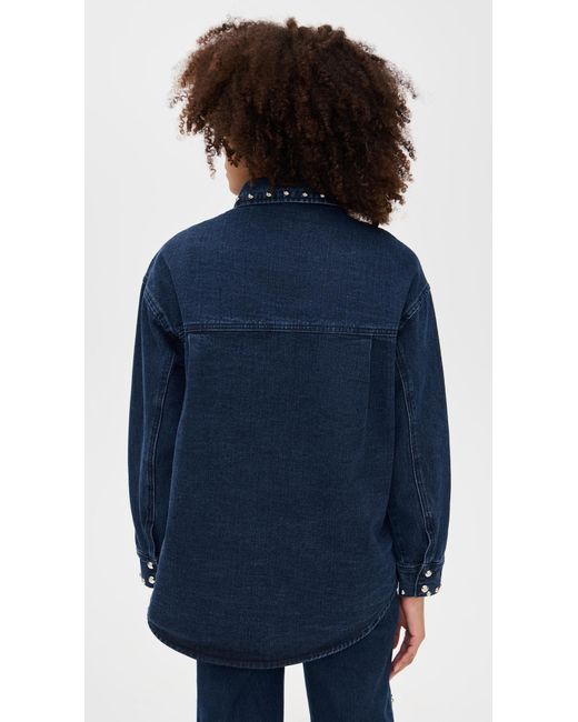 Moon River Blue Button Up Stud Detail Denim Jacket