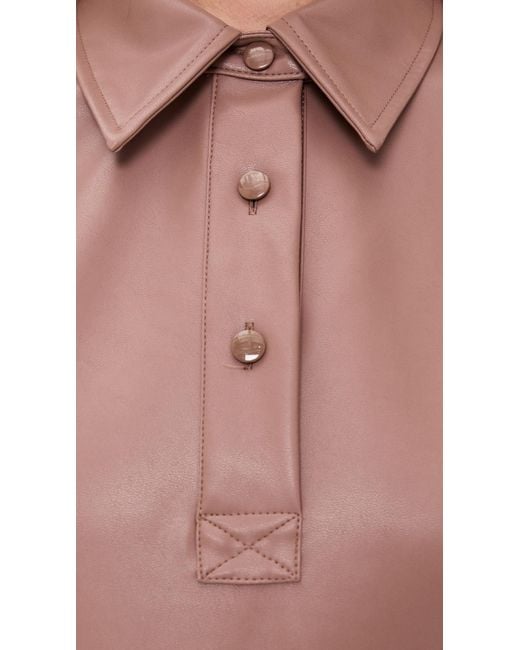 Le Bos Red Solene Faux Leather Polo Dress