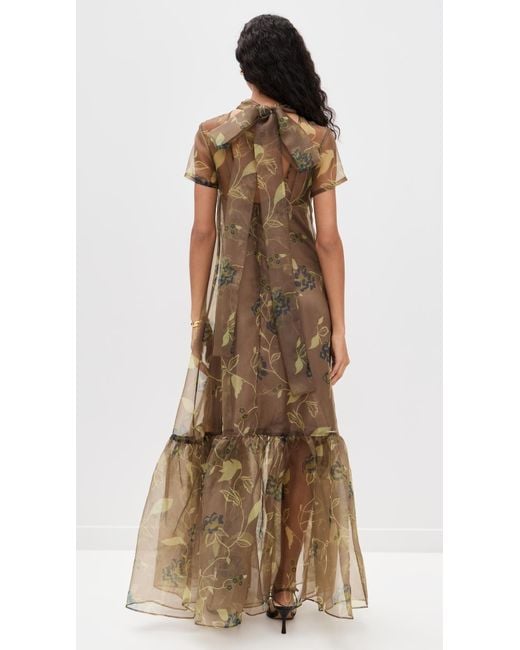 staud calluna dress brown Staud Calluna Thyme Sheer Organza Maxi Dress