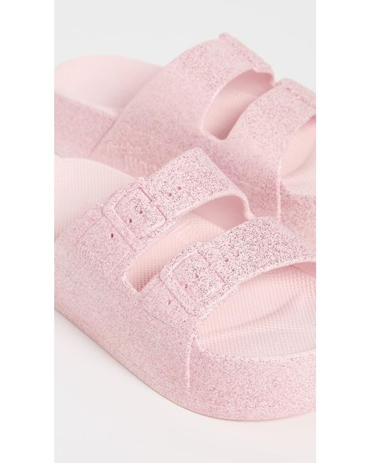 FREEDOM MOSES Pink Metallic High Platform Slides