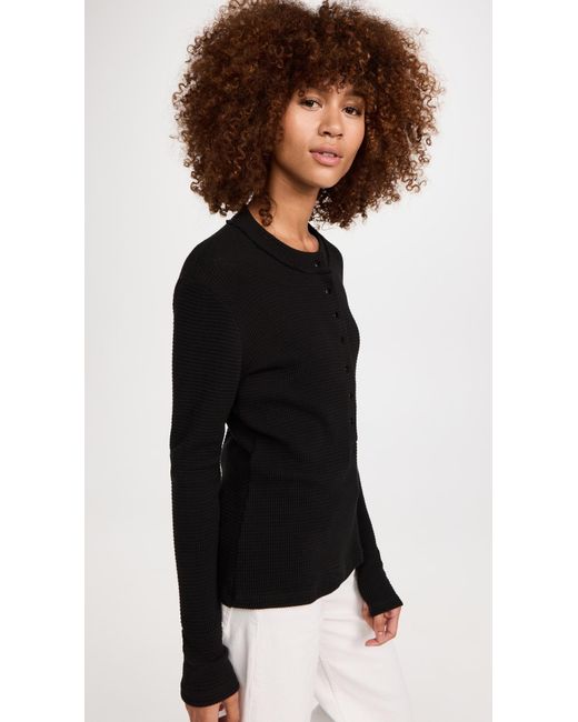 ASKK NY Black Snap Henley Top