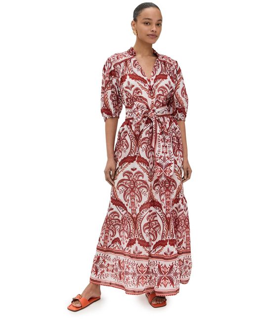 Farm Rio Red Tropical Cameo Off Maxi Dress