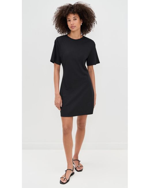 Theory Gather Shoulder Tee Shirt Dress in Black | Lyst