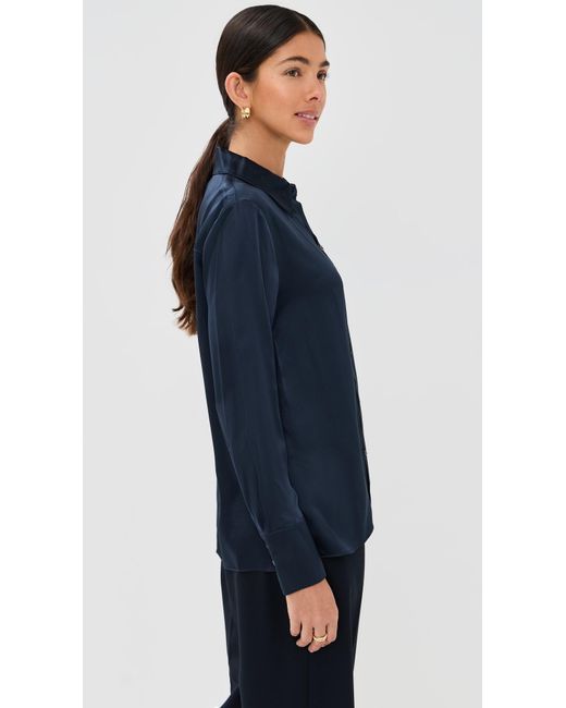 Twp Blue Joey Button Down Silk Top